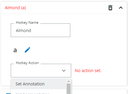 Set hotkey action